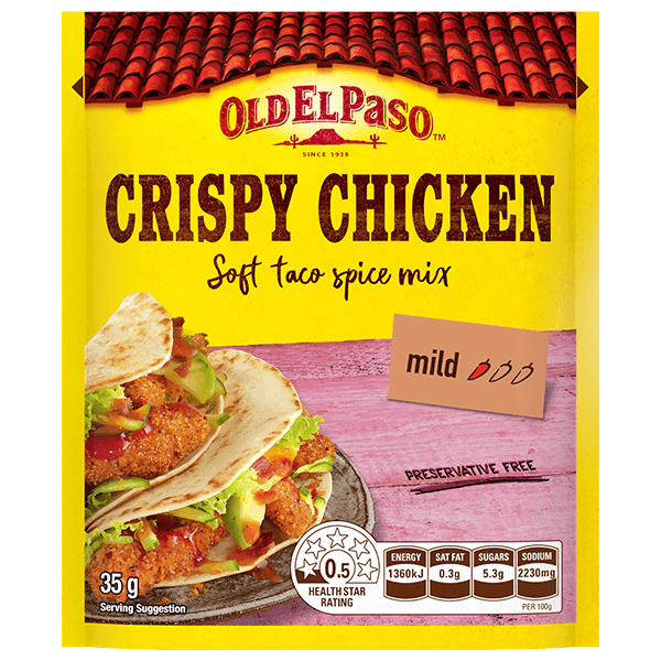 a pack of Old El Paso's crispy chicken mild soft taco spice mix (35g)